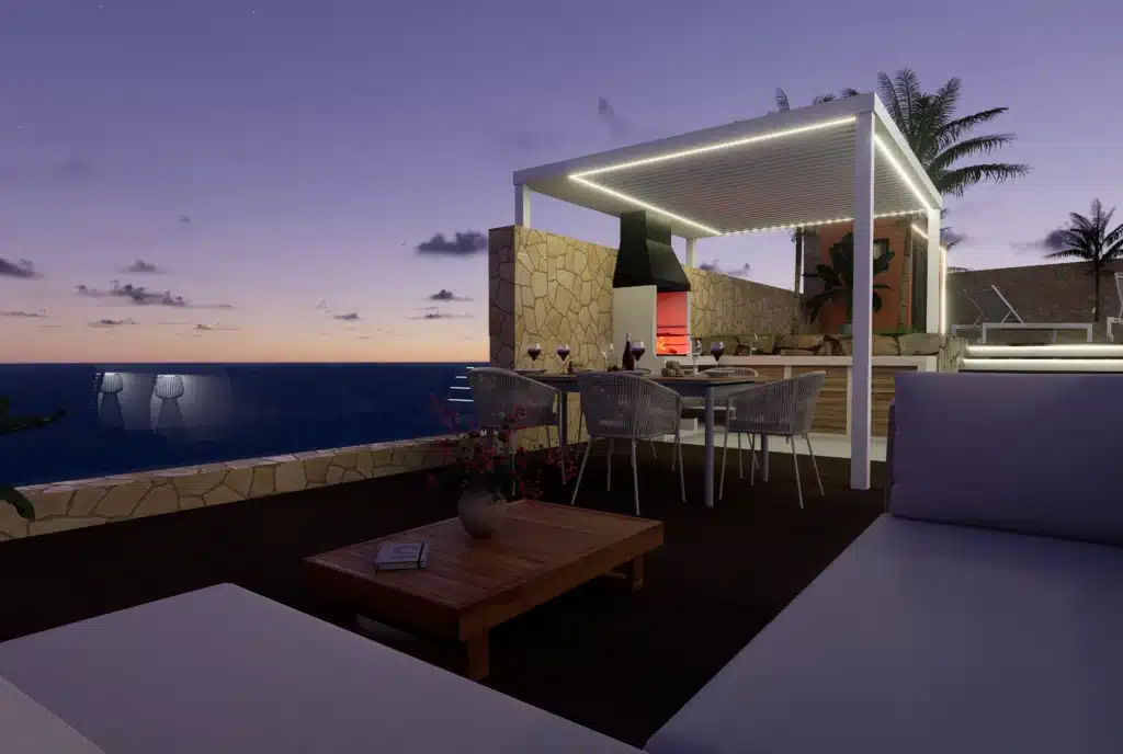 Dise&ntilde;o interior de dormitorio principal de villa en Benalm&aacute;dena