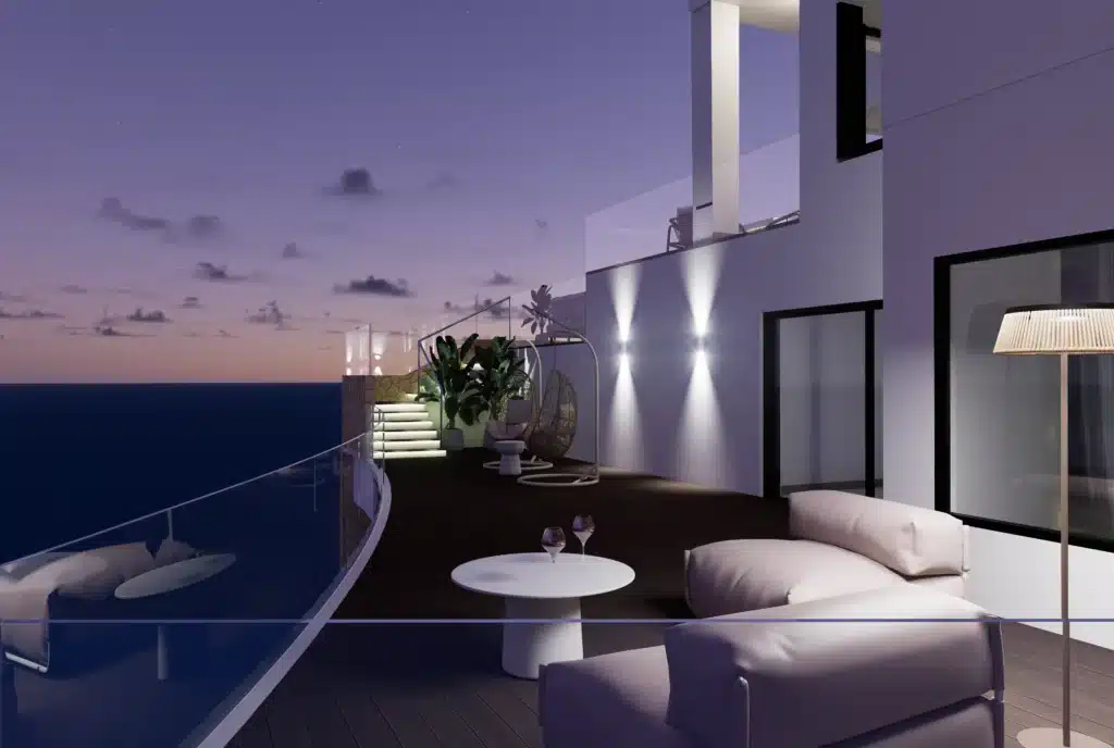 Dise&ntilde;o interior de dormitorio principal de villa en Benalm&aacute;dena